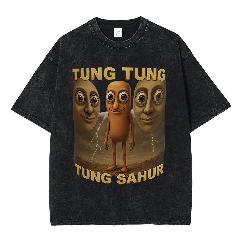 Italienischer Hirnfurz Lustige Meme T-Shirts Tralalero Tralala Tung Tung Tung Sahur Bombardiro Krokodil Brr Brr Patapim Gewaschene T-Shirts