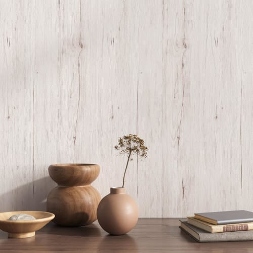 VEELIKE Wood Grain Wallpaper Sticker, 40cm x 3m, Durable DIY Wood Grain Sheet, Milk White, Peelable, Scandinavian Style, Rental Friendly, Cuttable, Oi