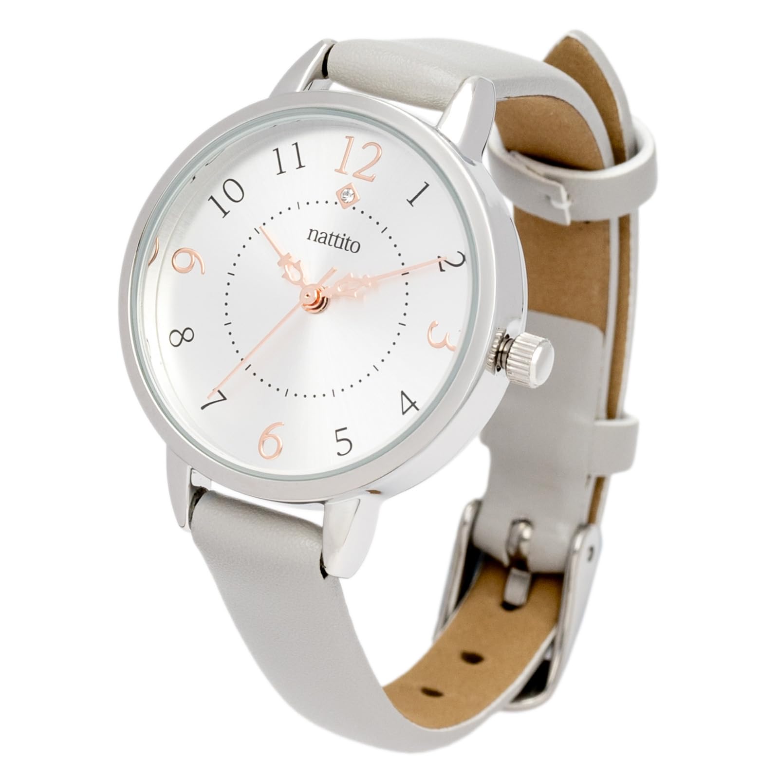 

Analog Watch with Leather NF Charcoal [Fieldwork] Women s Strap, Nickel-Free, Simple, Shiny, Gray, ST299-2