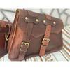 2 Pcs Leather Motorcycle Saddle Bags Saddlebag Bag For Sportster Brown Luggage