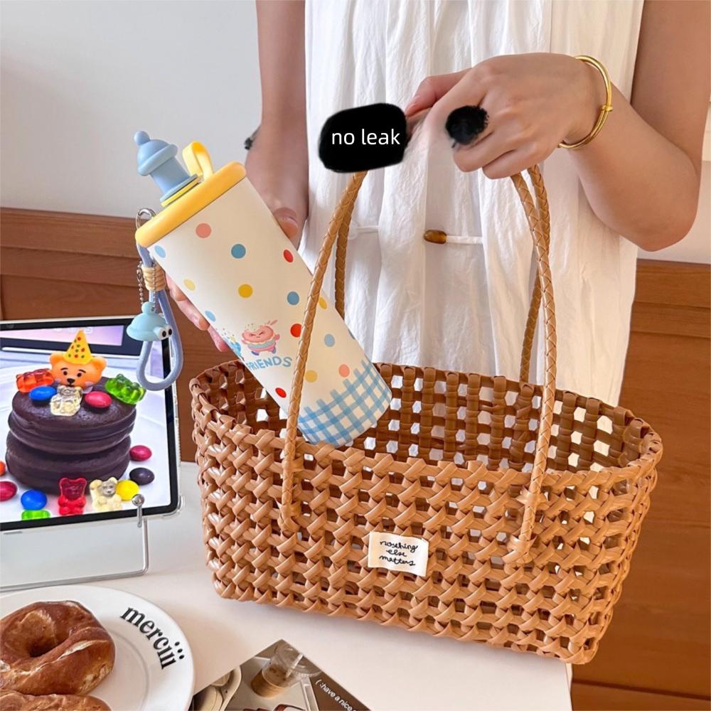 Cute Thermos Bottle With Straw Infuser Large Stainless Steel Thermal Cup For Tea Coffee Girl Woman Portable Water Bottle 700ml