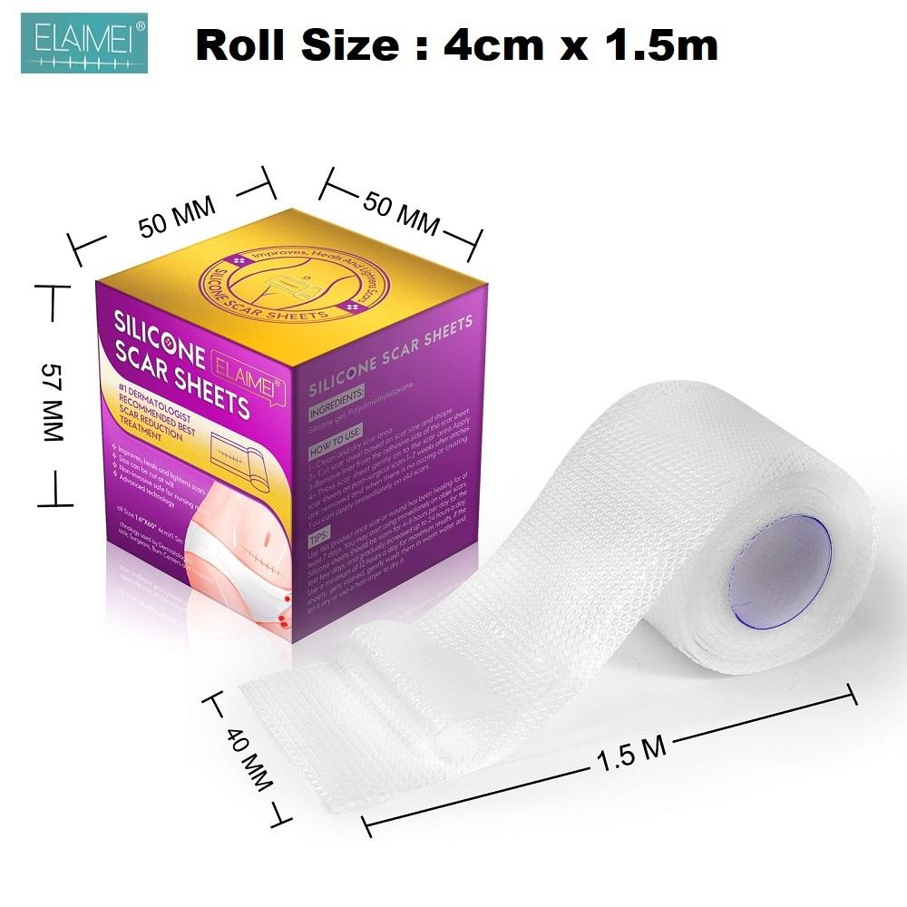 1 Roll Invisible Silicone Scar Sheets , 4cmX150cm Self-Adhesive Scar Cover Tape Skin Care Strips , Transparent Color
