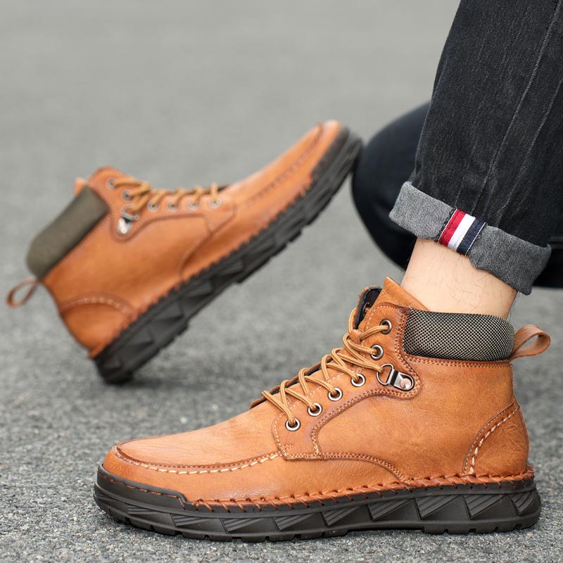 Men's High-top Leather Boots Casual Sneakers
