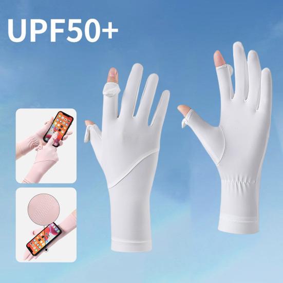 Sun Protection Gloves, Ultra Thin Full Finger Driving Gloves, Anti-Slip Palm, Ice Silk UV Protection Gloves for Women Cycling Hiking