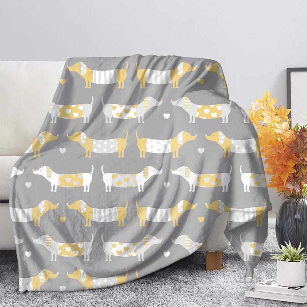 Dachshund Blanket Fluffy Soft Warm Sausage Dog Throw Blankets for Bed Sofa Lightweight Plush Sheet Bedspread Flannel Cozy Cover