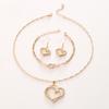 Sparkling  Double-Layer Hollow Heart-Shaped Pendant Necklace Women'S Temperament Versatile Jewelry Set