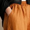 Women Summer Spring Pants Wide Leg Oversized Straight Solid Color Elastic Waist Match Top Pockets Deep Crotch Lady Ninth Pants Lady Garment