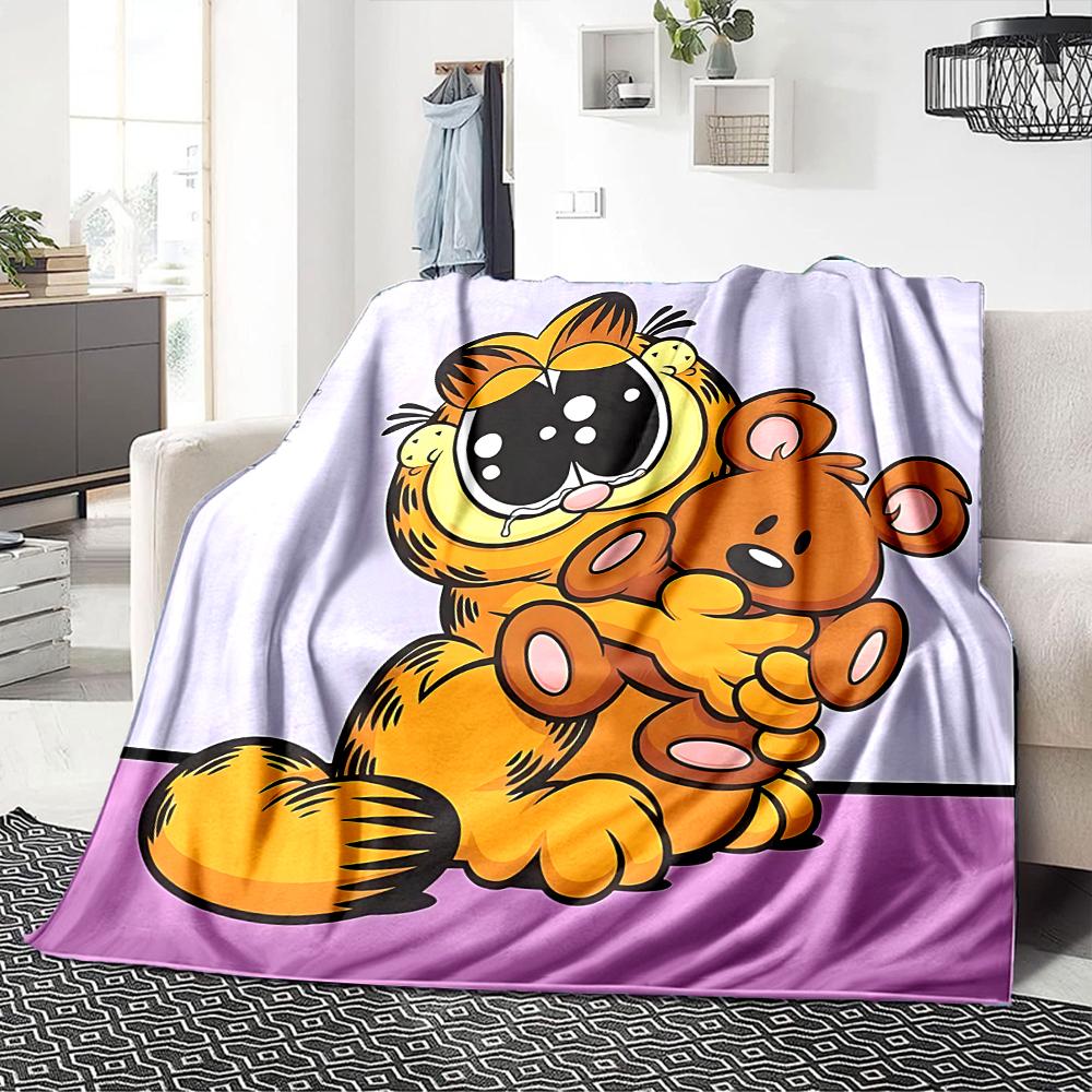 1Pc Garfield'S Hug Adventure Blanket For Couch Bed Plush Cozy Fuzzy Blanket Super Soft Warm Blankets For Fall And Winter 091873
