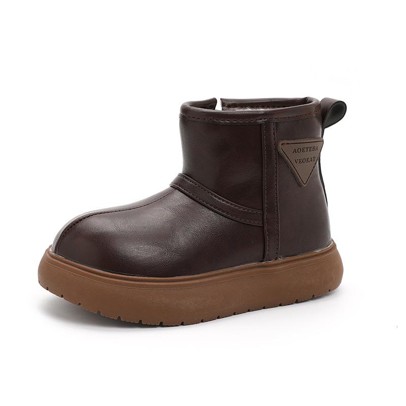 

Модные детские большеголовые сноубутсы 2025 зима взрыв детские повседневные утепленные короткие ботинки ботинки для мальчиков 26-30 yards 5 pairs in one hand коричневый