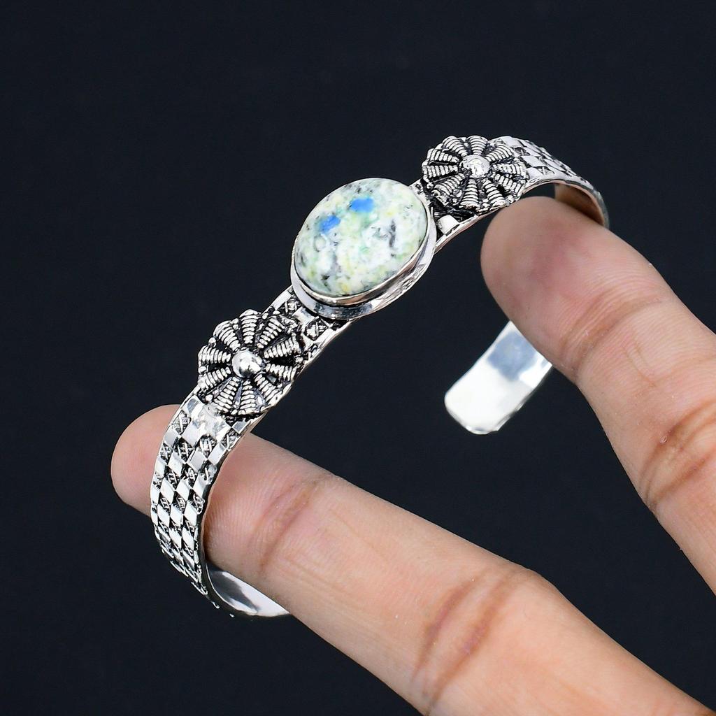 925 Sterling Silver K2 Jasper Gemstone Handcrafted Anniversary Bangle Jewelry
