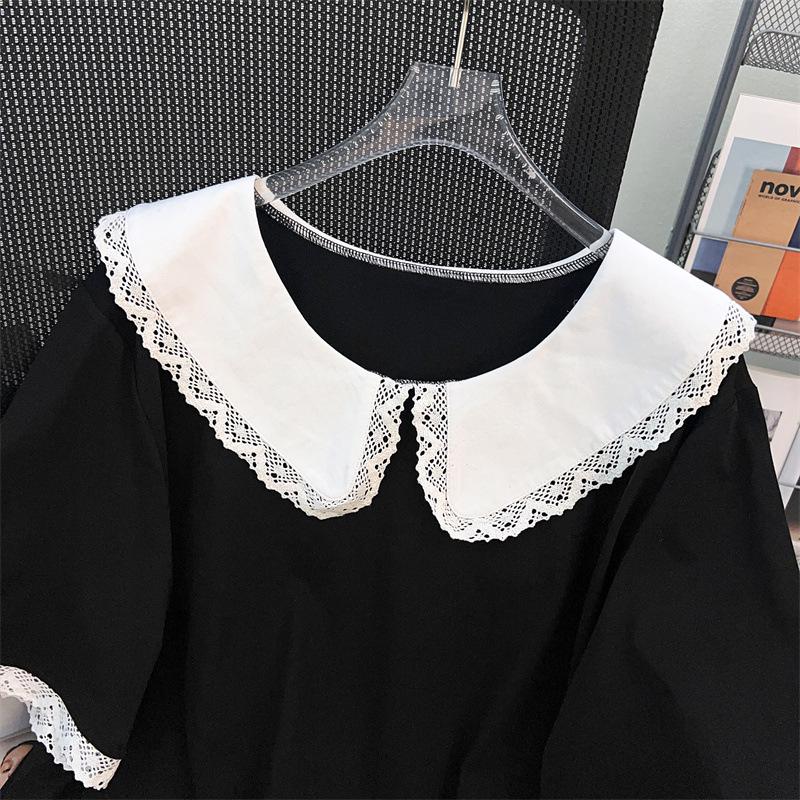 Plus Size Women's Summer Doll Collar Slimming Short Sleeve Top 