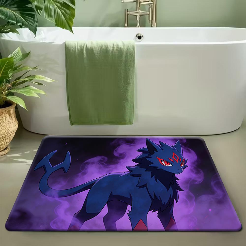 Pokemon Gengar Evolution Line Purple Smoke Print Non-Slip Doormat, Absorbent Floor Mat for Home Decor