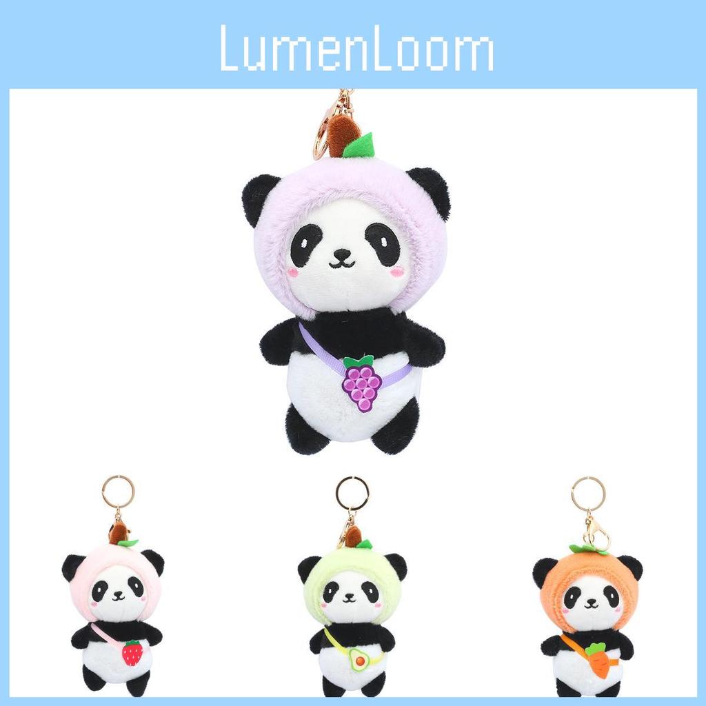 Adorable Panda Plush Keychain Strawberry Bear Soft Furry Car Bag Charm 12cm