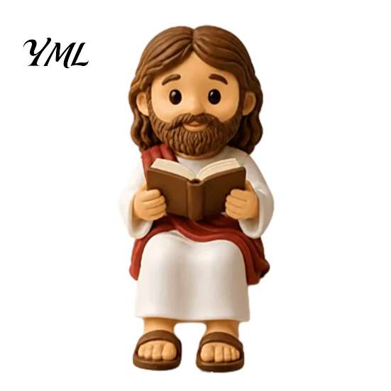 Handcrafted Resin Home Decor Cute Praying Jesus Figurine, Blessing Character Desktop Statue, Meaningful Gifts for Employment Religious Collectible