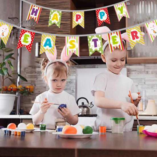 

1 компл. баннеры для вечеринки с Пасхой, мультяшные буквы, принт кролика, домашний фестиваль, украшение для пасхальной вечеринки, овсянка, подвесная гирлянда D