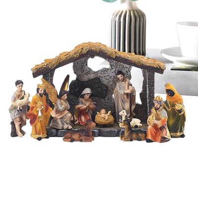 Ensemble de 12 décorations de crèche de Noël Ensemble de crèche Résine Set de crèche de table en résine Figurines de crèche pour la maison et le salon en résine