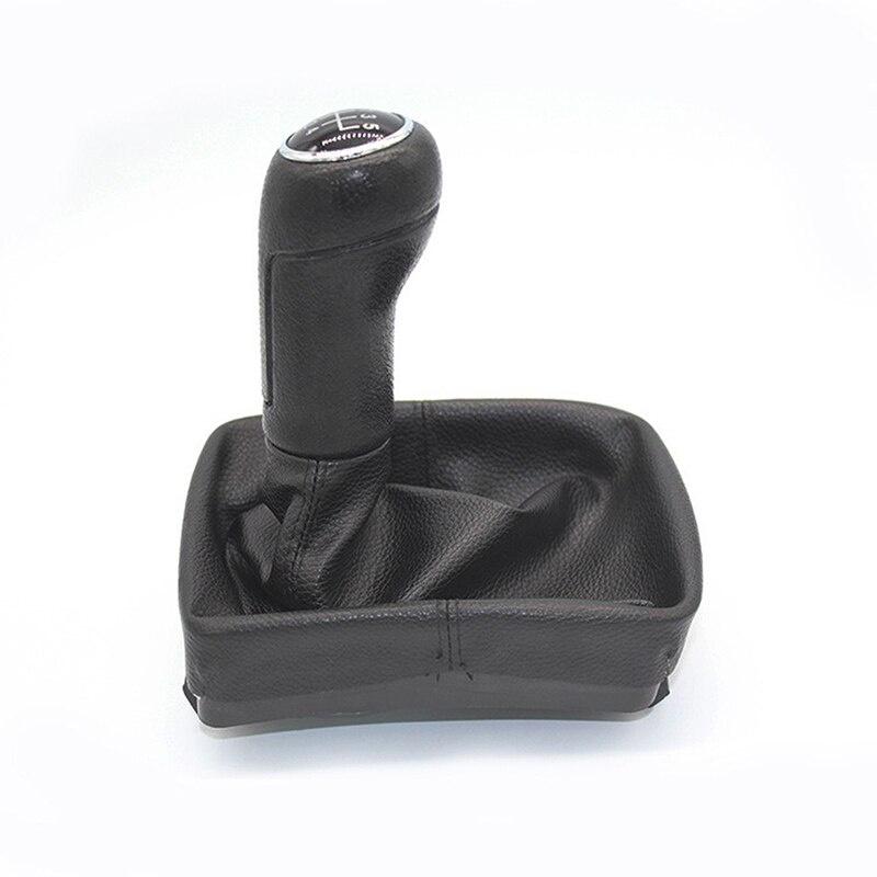 5-Gang Auto Schaltknauf Manueller Schalthebel mit Manschette PU-Leder für VW Polo 9N 9N2 2002-2009
