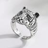 Silver Plated Men's Domineering Tiger Head Hip Hop Ring