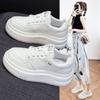Women's Autumn New Thick-soled Heightening Leather Casual Sports Shoes, Lightweight and Versatile Single Shoes