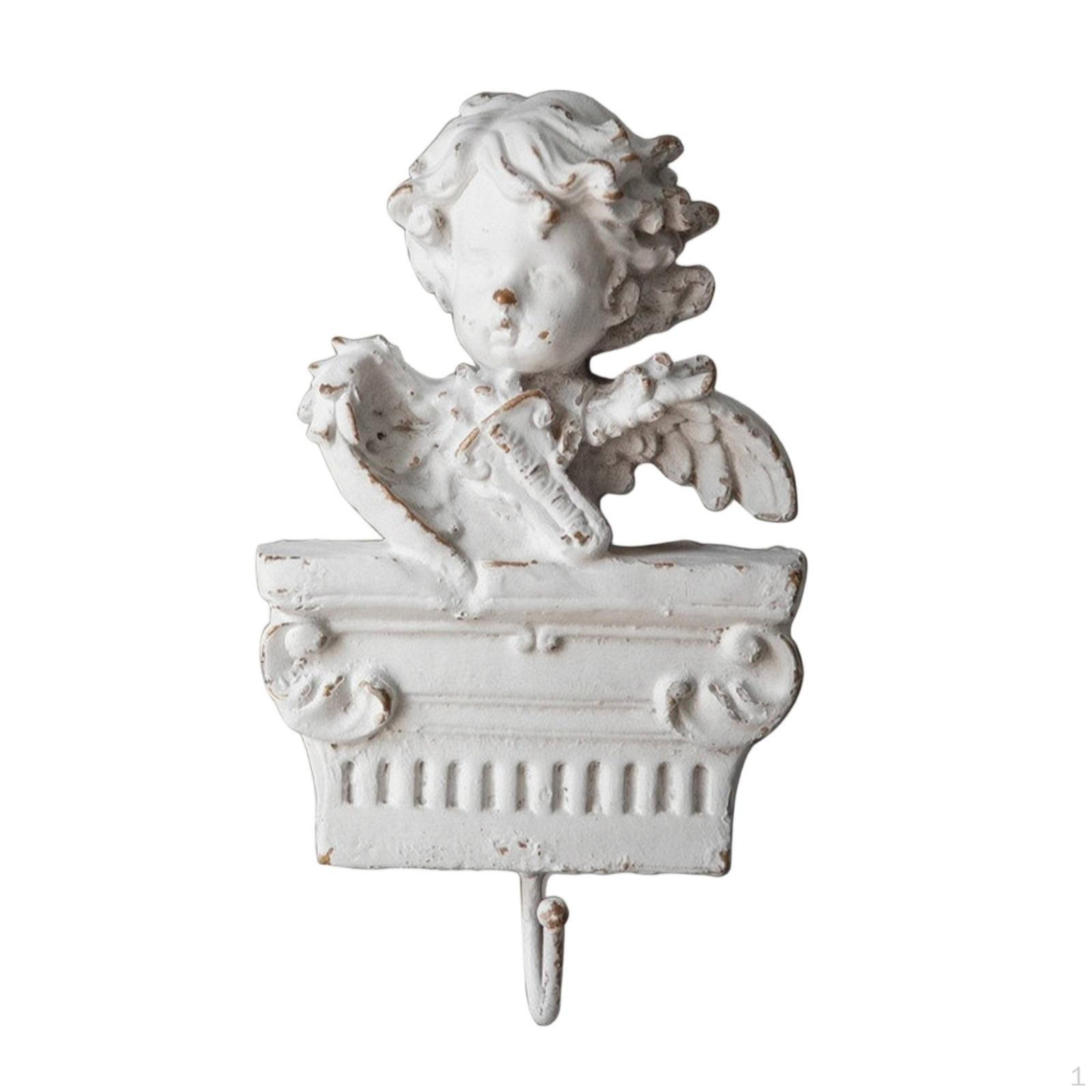 Angel Wall Hook Ornate Cherub Vintage Plaque for Entryway, Bedroom, Hallway Mbk010