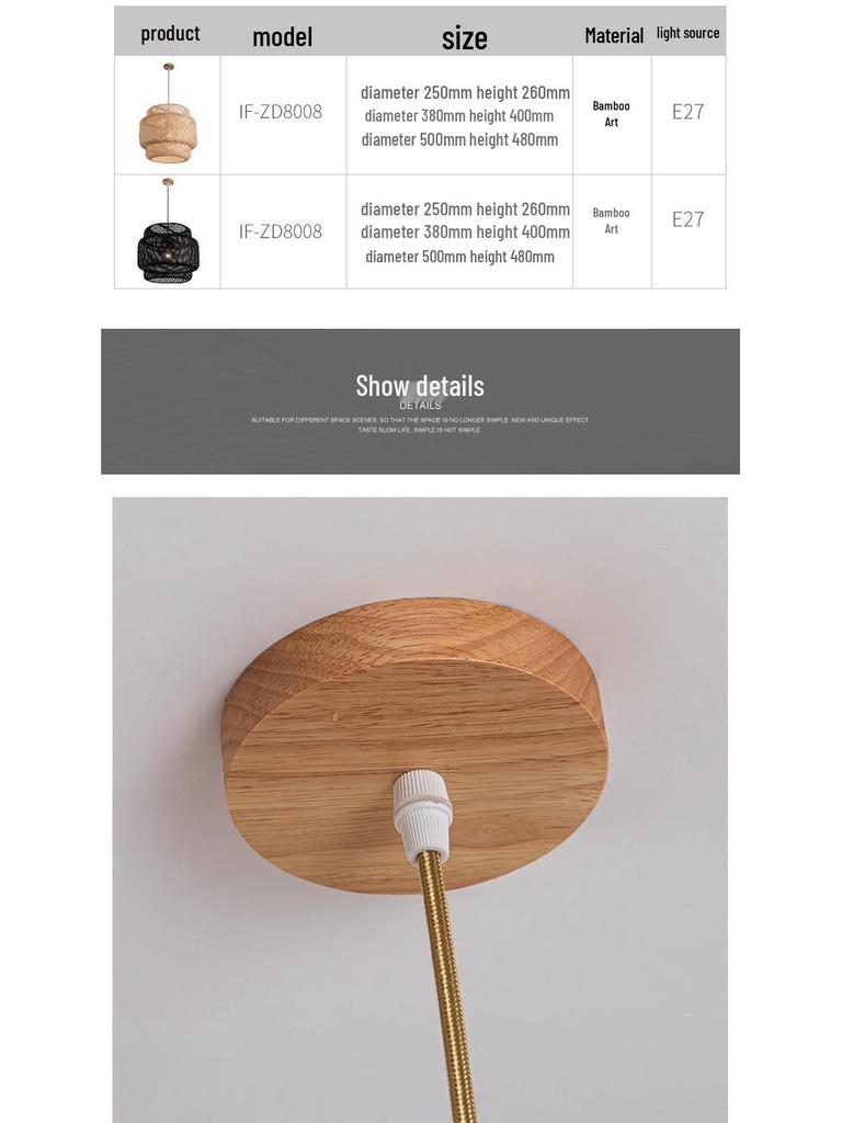 Handgefertigte Bambus-Geflecht-Pendelleuchte - Chinesischer Stil für Restaurants, Schlafzimmer, Gästehäuser & Teestuben.