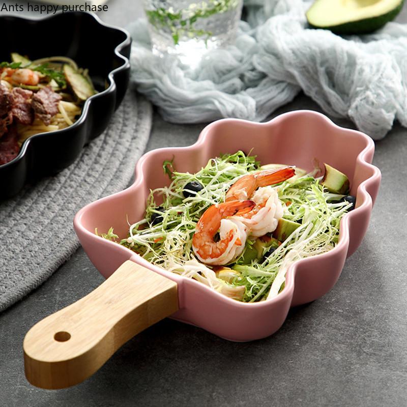 Irregularly Baked Ceramic Plate Leaf Shape Disk Cheese Risotto Fruit Salad Plate Restaurant Tableware Dessert Snack Plate