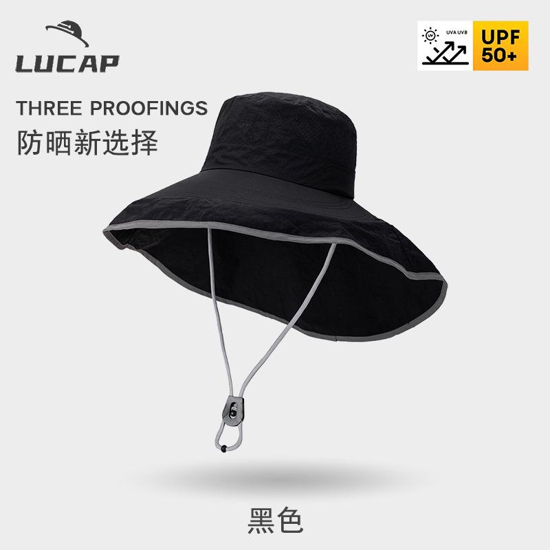 

Spring and summer new sunscreen anti-splashing large brim with shawl comprehensive sunscreen outdoor sunshade mountaineering hat Adjustable чорний