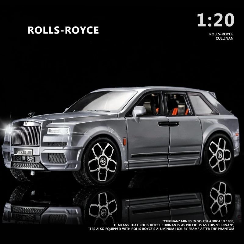 Diecast Metal Toy Car 1/20 for Rolls-Royce Cullinan SUV Off-Road Alloy Model Car Simulation Sound Light Toy for Kids