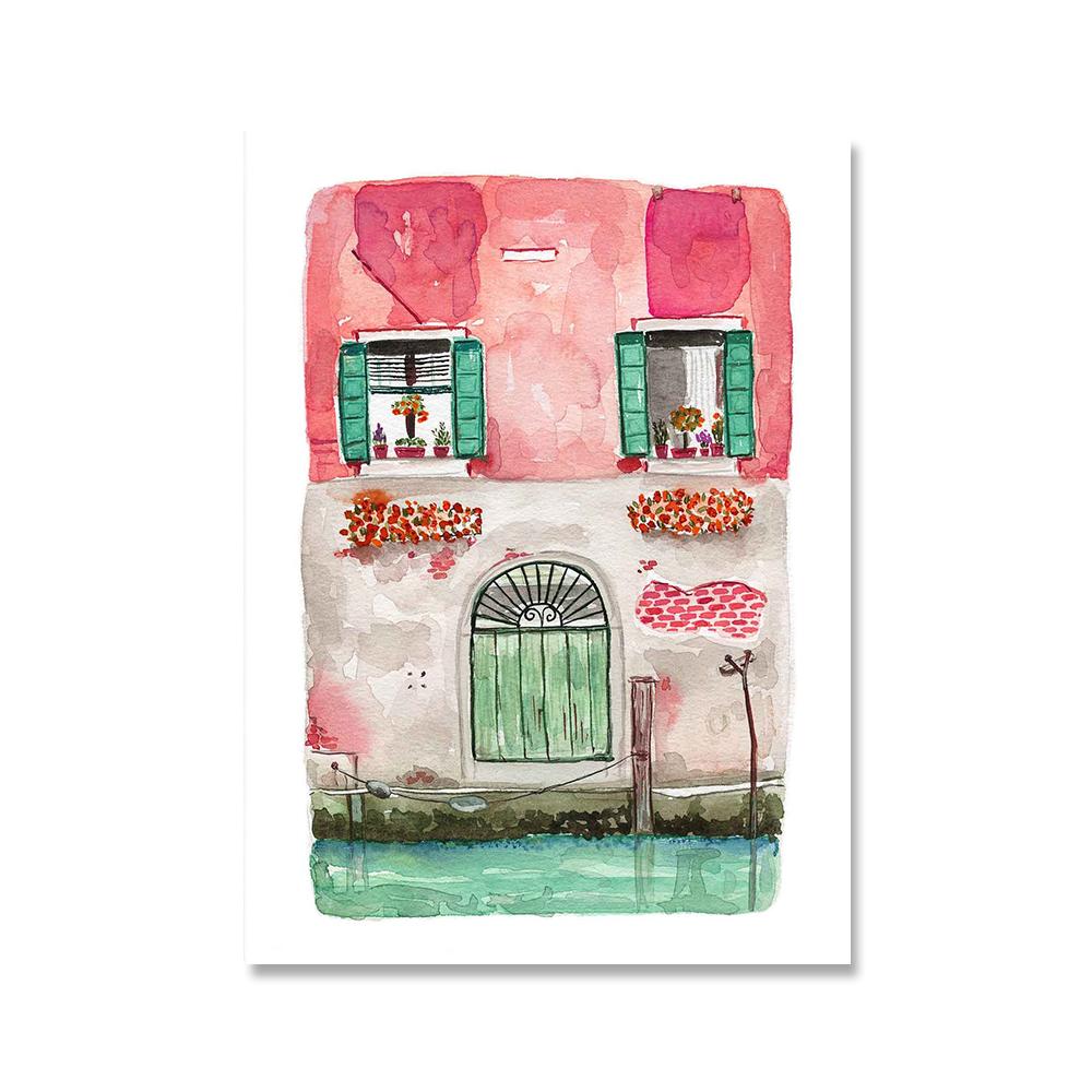 

Парижские принты с Эйфелевой башней, греческая акварель, стены для путешествий по городу, украшенные яркими цветами, настенные рисунки для девочек, плакаты с картинами 21x30cm No Framed