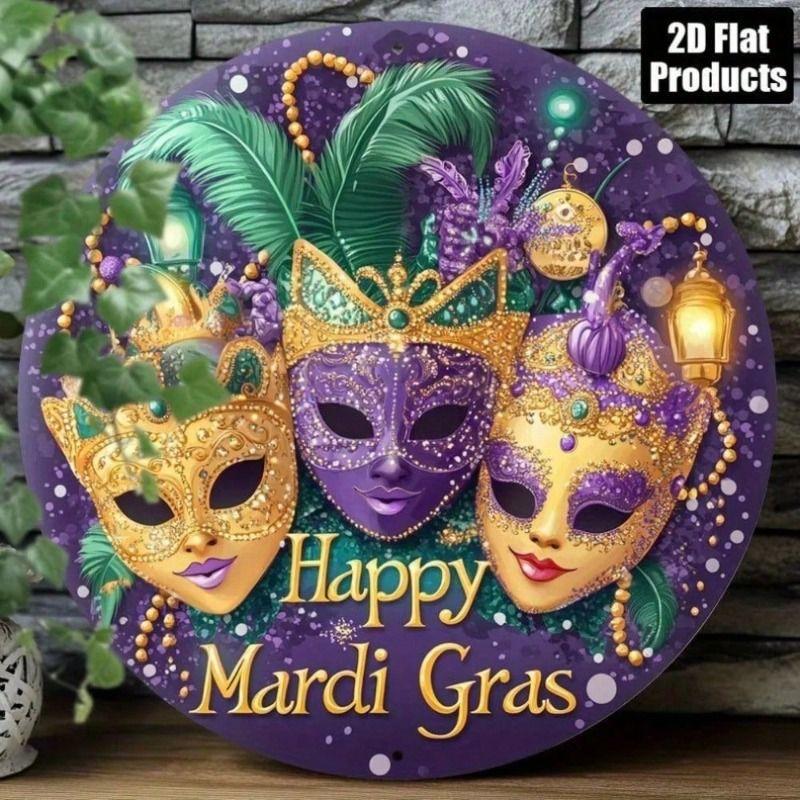

Vintage Round Carnival Tin Sign 8x8in, Wall Decor Metal Poster for Graduation Holiday Birthday Gift