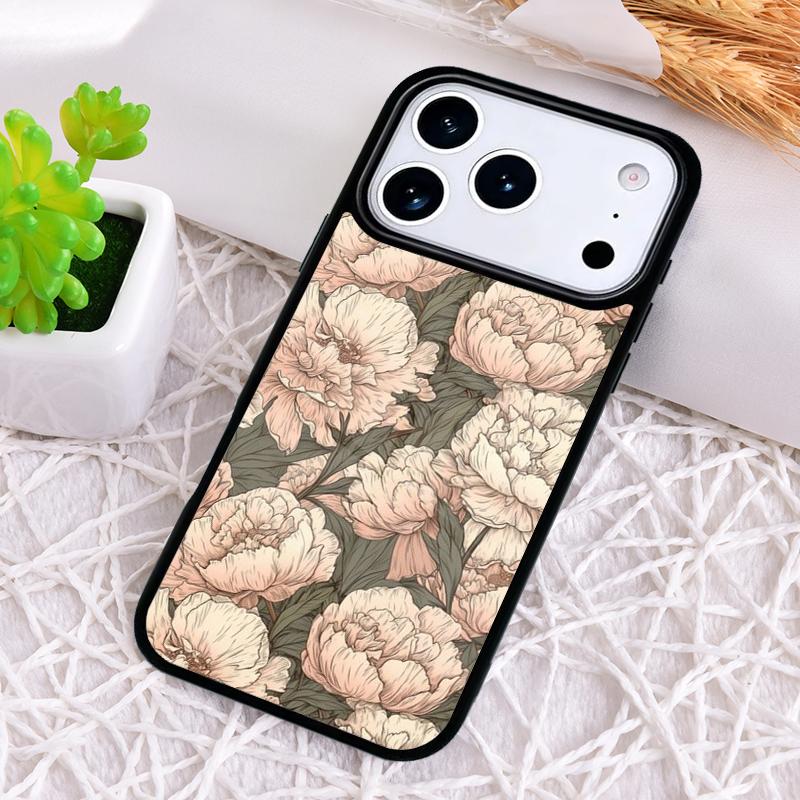 Peony Delicate Flower Shockproof Phone Case for iPhone 17 Air 16e 15 11 12 14 13 Pro Max Cover Coque