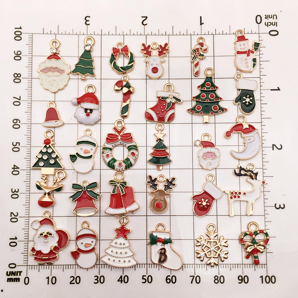 30PCS Christmas DIY Gold Plated Enamel Charm for Making Jewelry Necklaces Bracelets Earrings