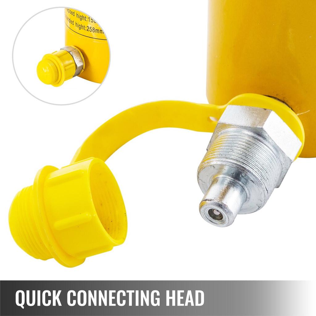 Hydraulic Cylinder Jack, 20 Ton Solid Ram Hydraulic Cylinder, 6 Inch Stroke Single Acting Hydraulic Cylinder, with Quick Connector Portable Hydraulic