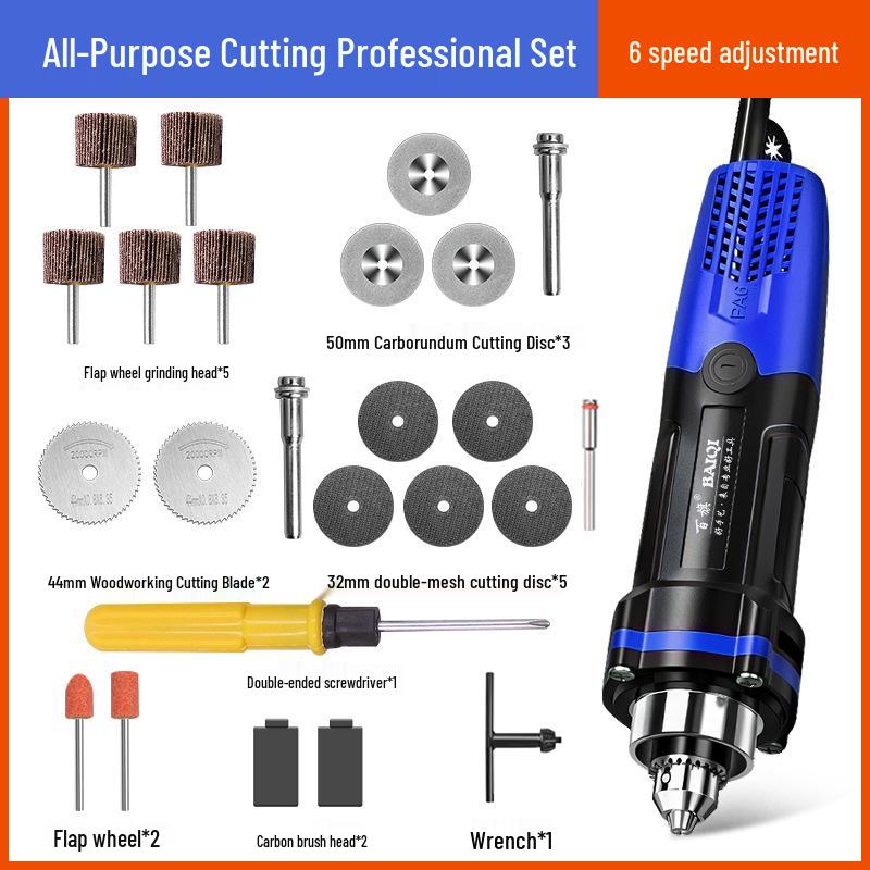 Multifunctional Handheld Electric Grinder and Chainsaw for Cutting Jade, Wood, Metal, and Wine Bottles.