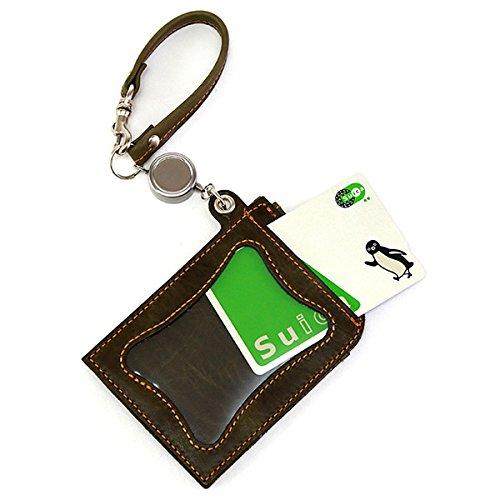 AGILITY affa "Seek" Ausweishülle mit Rolle, IC-Kartenhalter, Hergestellt in Japan, Doppelseitig, Echtes Rindsleder