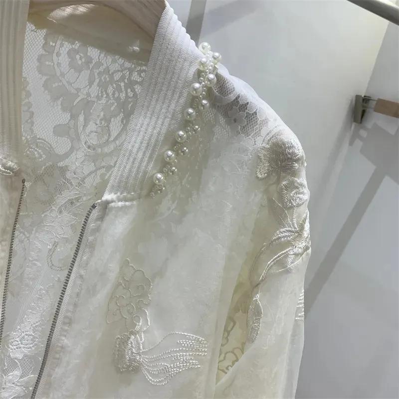 Female Summer Chinese Unique Embroidery Sunscreen Jacket Literary Temperament Solid Color Round Neck Baseball Jacket