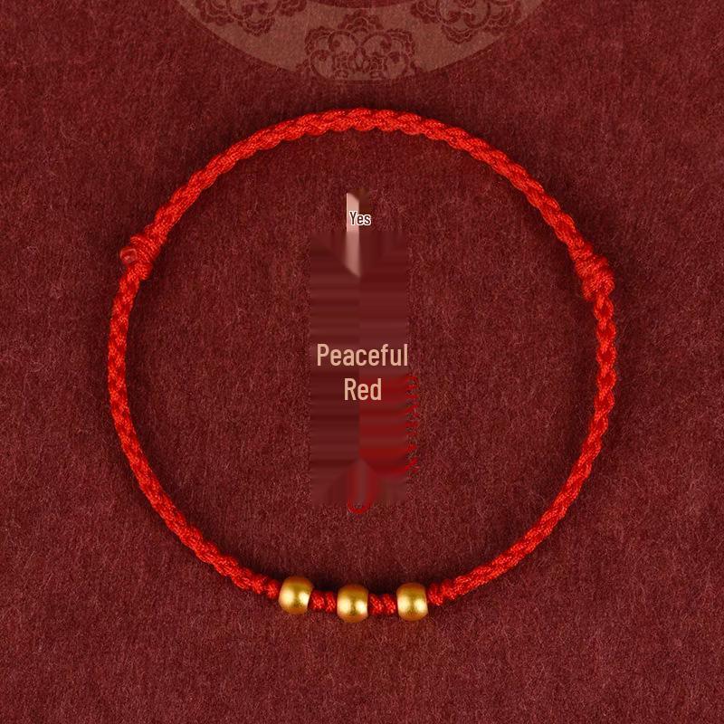Pure Gold 999 Zodiac Red String Bracelet with Luck Beads for Baby's Full Moon or New Year