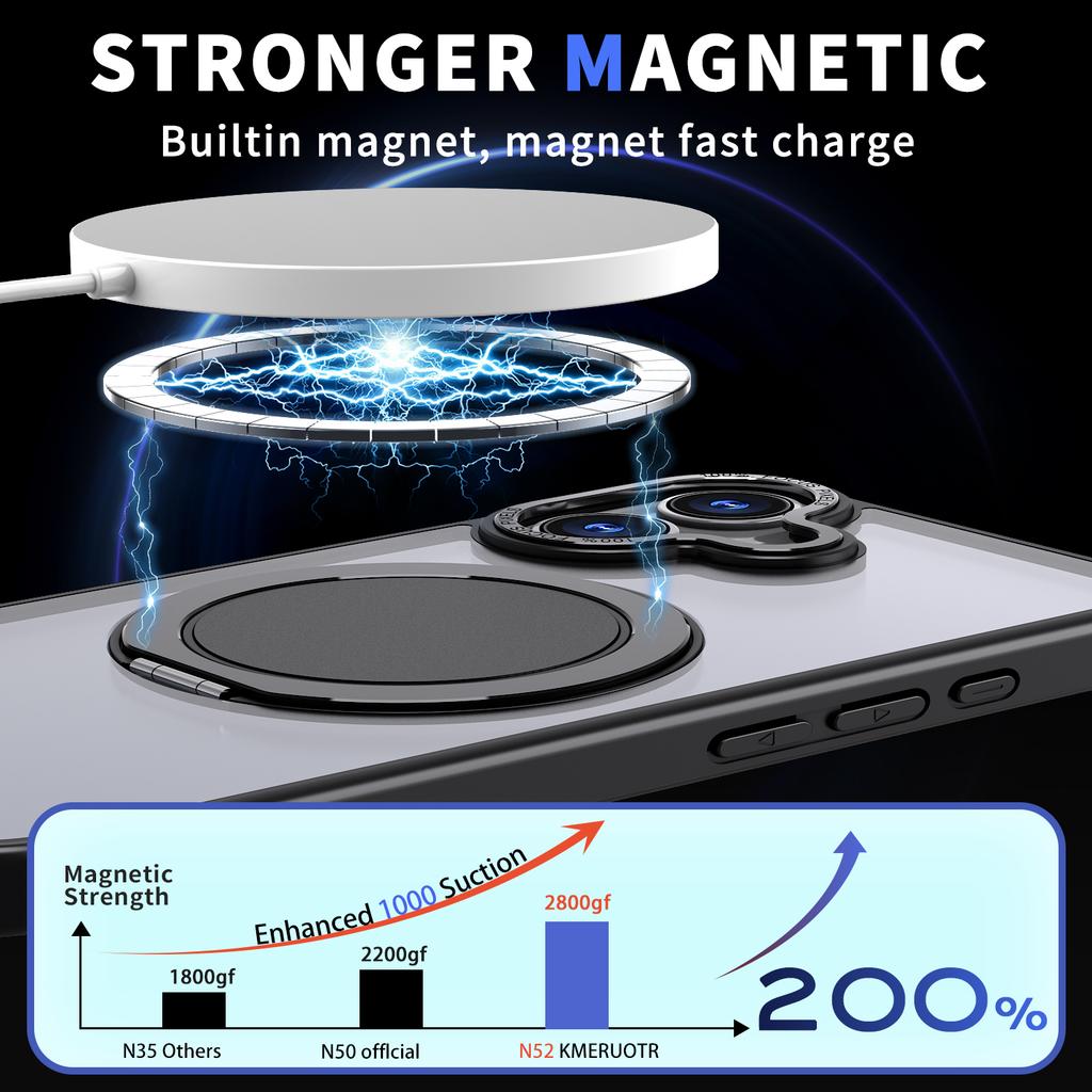 For iPhone 17 Case Compatible with MagSafe TPU+PC Kickstand Phone Cover