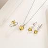 Fine 925 Silver Jewelry Gift Sets for Women Female Romantic Heart Zircon Huggie Earrings Pendant Necklace Ring