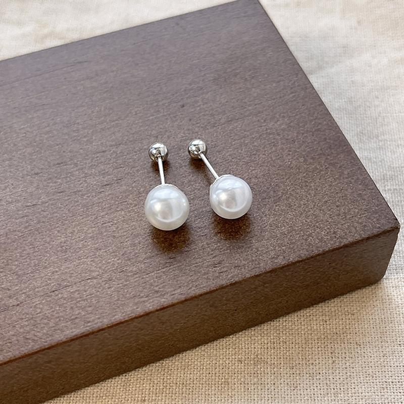 

Vintage Red Sandalwood Stud Earrings Simple Design Niche Sleep-Friendly Twist-On Clasp High-End Elegance 8MM