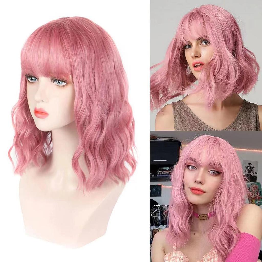 Pink Wavy Peruca | Bangs | Cosplay + Everyday