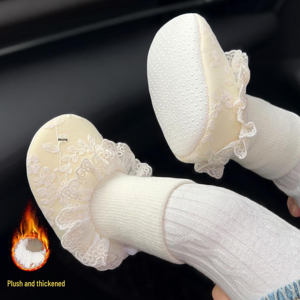 Plush Baby Shoes 0-1 Year, Soft Sole, Warm, Anti-Drop, for 6-12 Months, Spring/Autumn/Winter