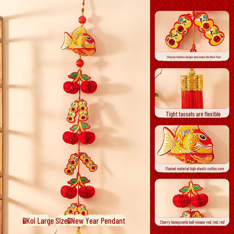 Pandantiv Festivalul de Primăvară Anul Șarpelui 2025 - Clopoțel de vânt Zeul Bogăției Fu pentru decorarea de Anul Nou în scena sufrageriei.