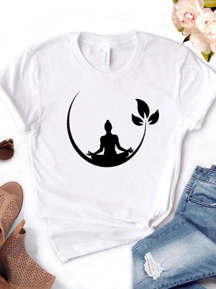 Women T Shirt Buddha Lotos Print Tshirt Women Short Sleeve O Neck Loose Tshirt Ladies Causal Tee Shirt Clothes Tops