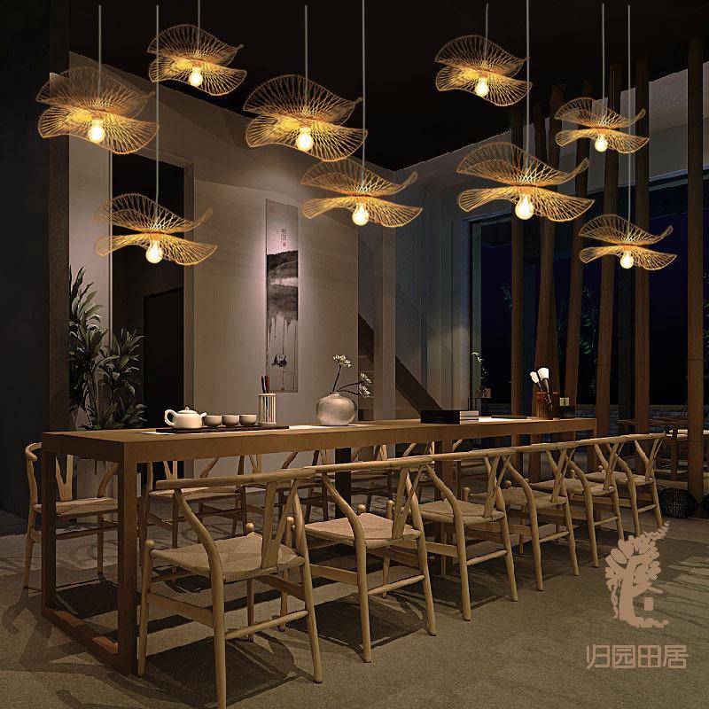 Japanese Wabi Sabi LED Ceiling Lights Bamboo Rattan Pendant Lamps for Living Dining Bedroom Home Decoration Chandelier