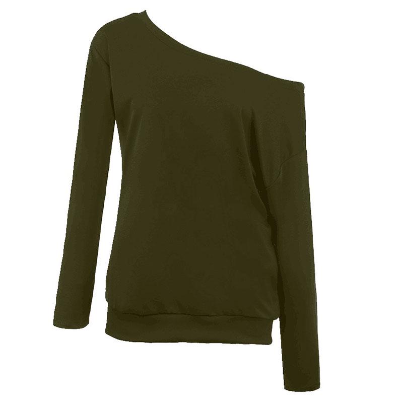 One Shoulder Womens Jumper Pullover Ladies Hoodies Top Loose T Sweatshirt Shirt