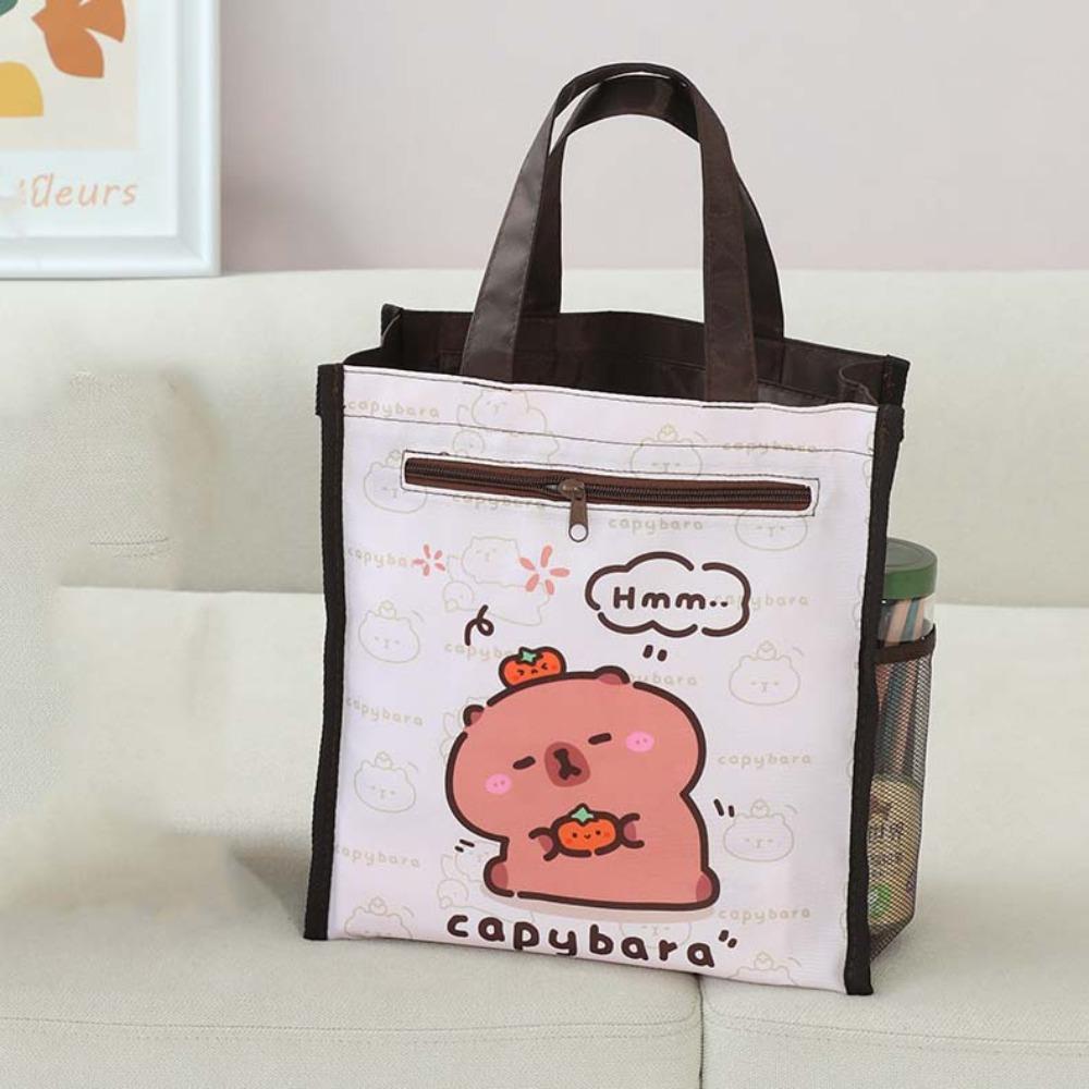 Large Capacity Children Tutoring Bag Kawaii Cartoon Storage Bag Durable Capybara Handbag  Students