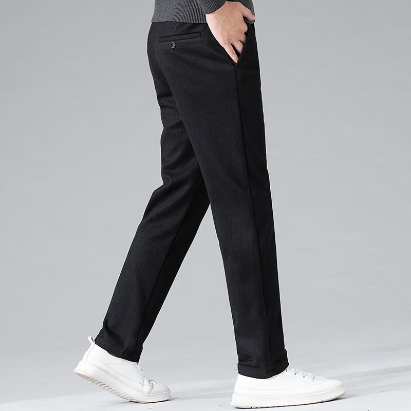 FAPAI Men's Knitted Wool Blend Straight-Fit Casual Pants