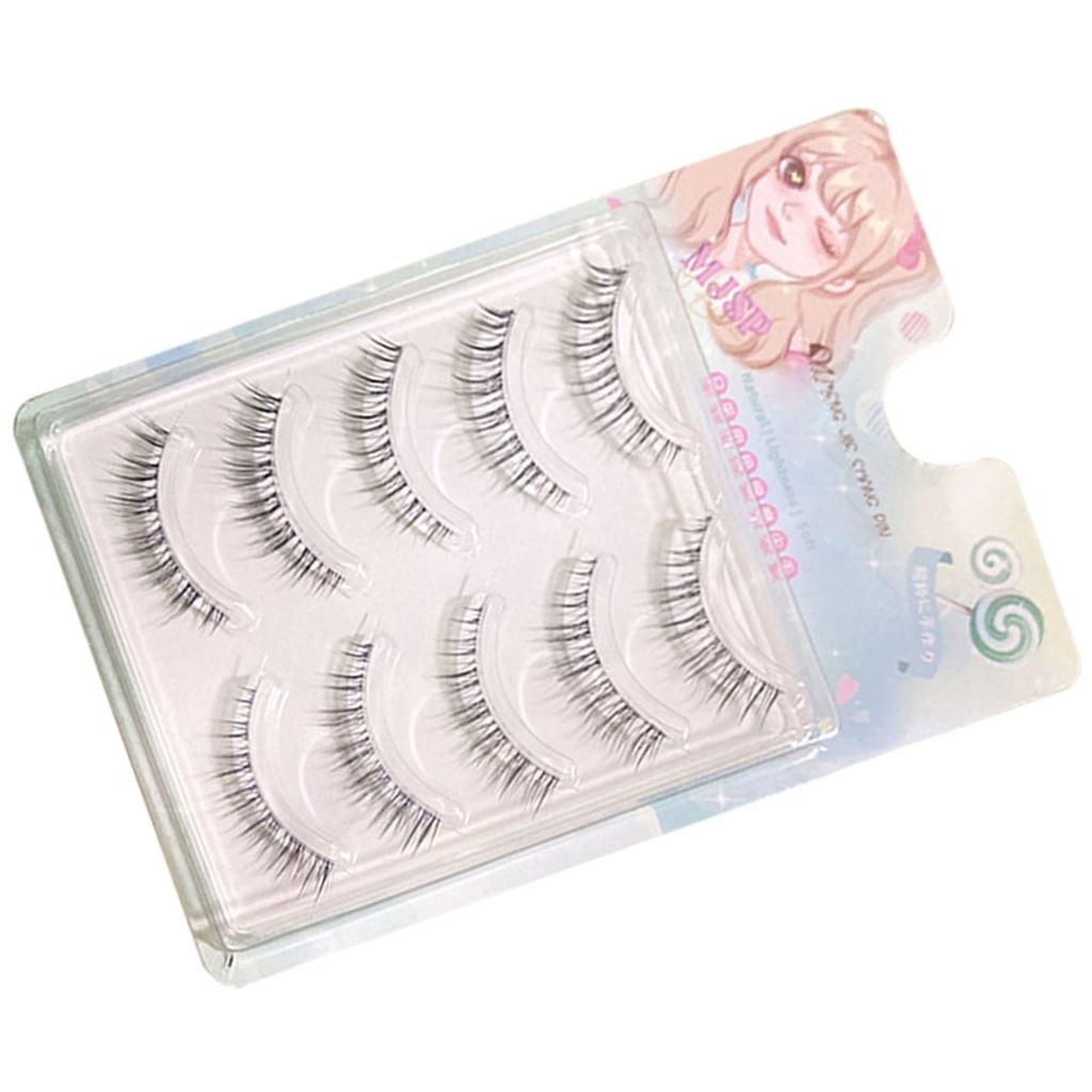 5 Pairs False Eyelashes Pack Soft Sharpened Tips Natural Look Lashes for Cosplay Party Makeup