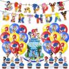 Sonic the Hedgehog-Themed Birthday Party Decoration Set: Children's Birthday Banner, Cake Topper, and Balloon Set
